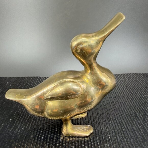 Vintage Metal Brass Gold Tone Duck Bird Figurine Decorative Metal Figure VTG - Picture 7 of 8
